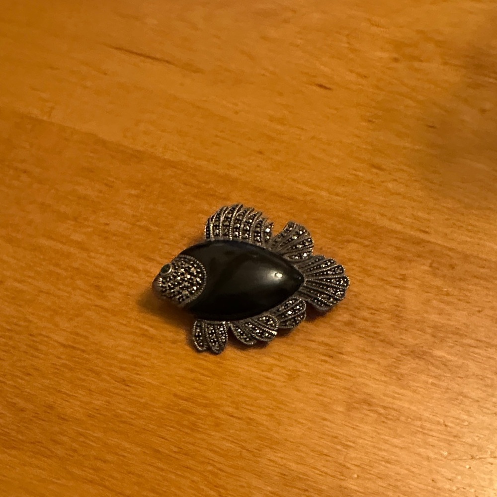Black and Silver Fish Brooch